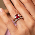 Ruby & Diamond 3-Stone Statement Ring