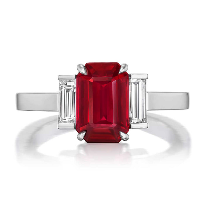 Ruby & Diamond 3-Stone Statement Ring