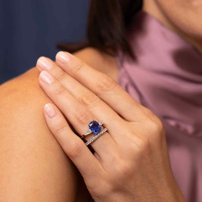 Sapphire & Diamond 3-Stone Statement Ring