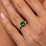 Emerald & Diamond 3-Stone Statement Ring