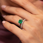 Emerald & Diamond 3-Stone Statement Ring