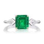 Emerald & Diamond 3-Stone Statement Ring