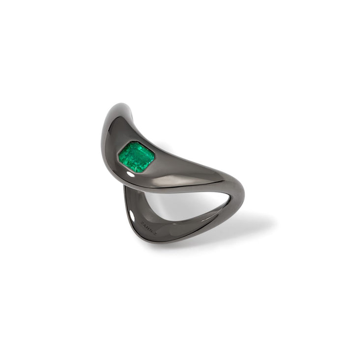 Petite ZAHA Emerald Stacking Ring
