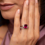 Rubellite & Diamond 3-Stone Statement Ring
