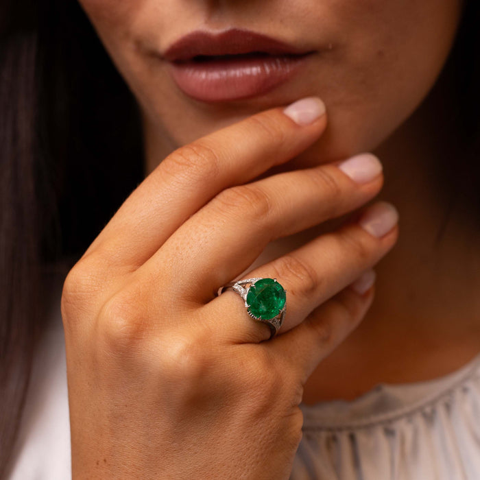 Russian Emerald & Diamond Cocktail Ring