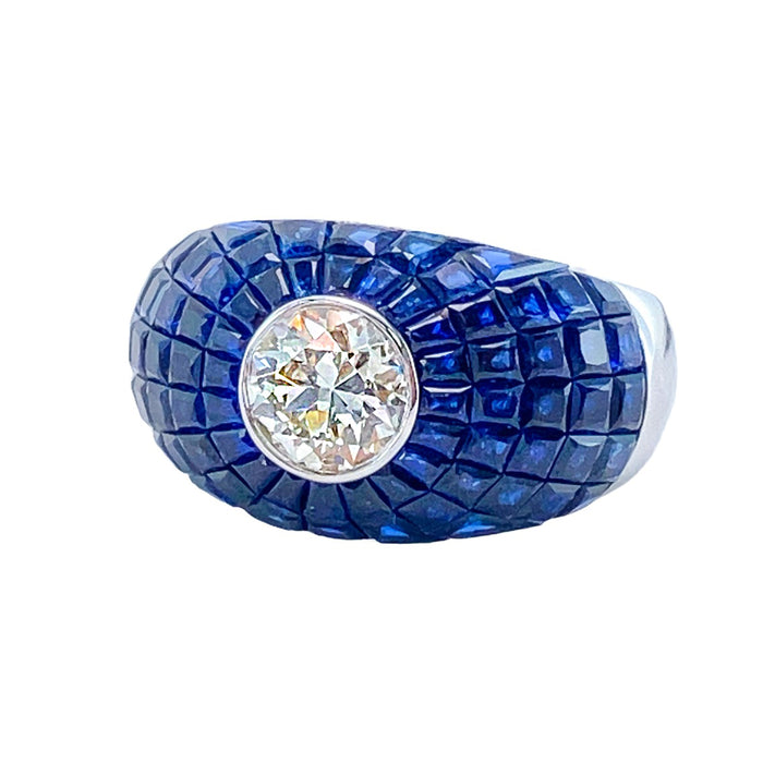Sapphire & Diamond Bombe Ring
