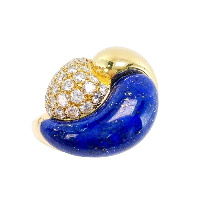 Lapis & Diamond Spiral Ring