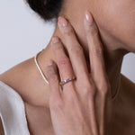 Rainbow Sapphires and Tsavorites Narrow Ring