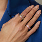 Rainbow Sapphires and Tsavorites Narrow Ring