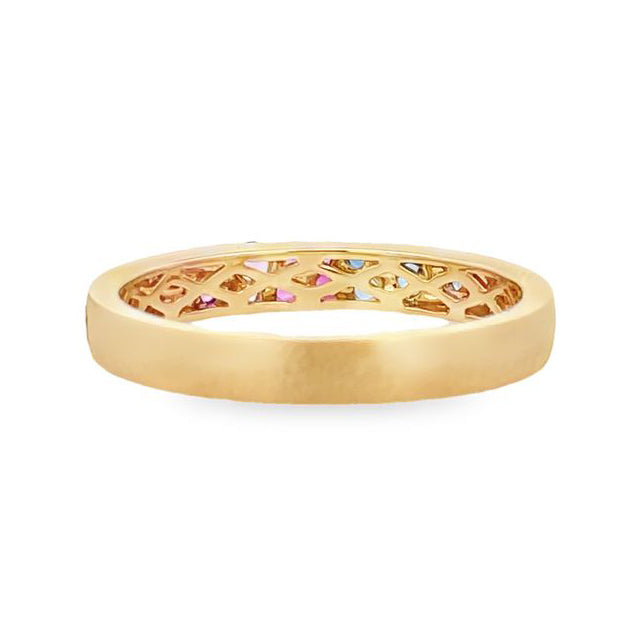 Rainbow Sapphires and Tsavorites Narrow Ring