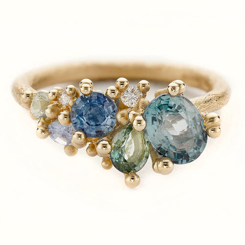 Sapphire & Diamond Tumbling Cluster Ring