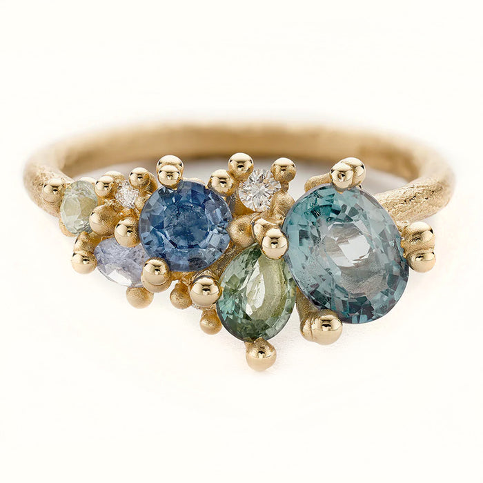 Sapphire & Diamond Tumbling Cluster Ring