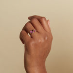 Mixed Sapphire and Ruby Tumbling Cluster Ring