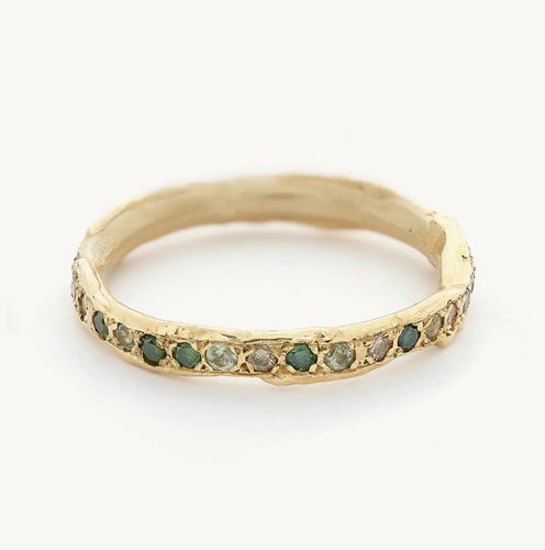 Green Sapphire and Diamond Eternity Band