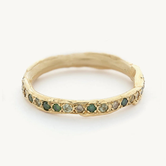 Green Sapphire and Diamond Eternity Band