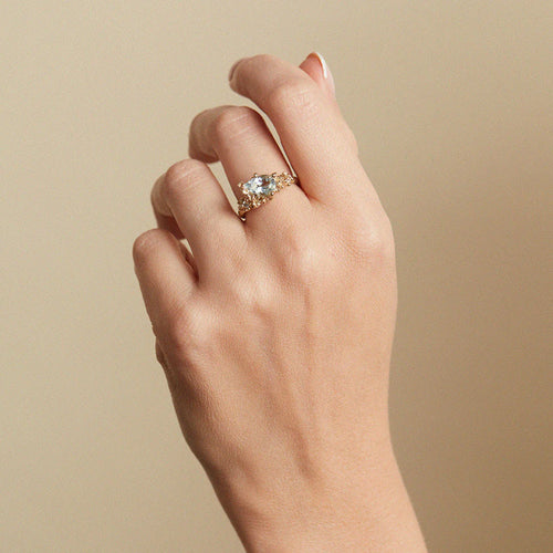 Assymetric Aquamarine and Diamond Ring Image 2