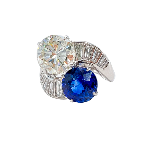 Sapphire & Diamond Toi et Moi Ring