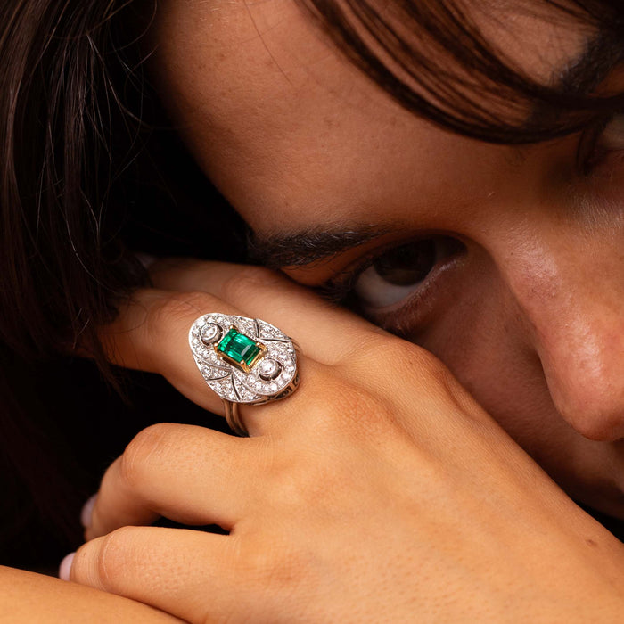 Emerald & Diamond Cocktail Ring