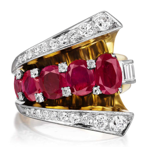 Retro Ruby & Diamond Statement Ring