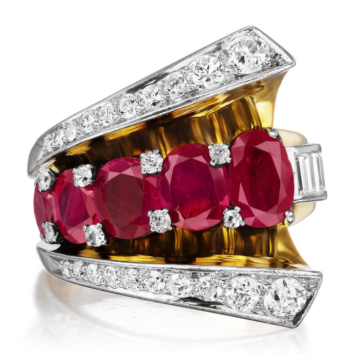 Retro Ruby & Diamond Statement Ring