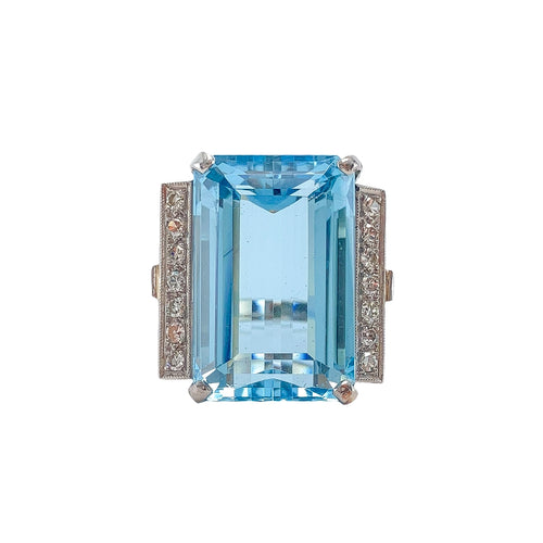 Aquamarine & Diamond Ring