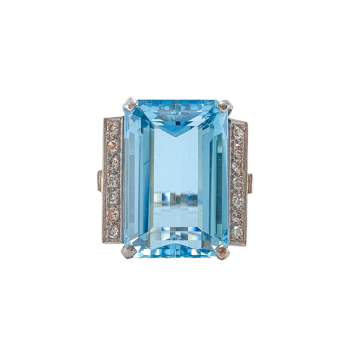 Aquamarine & Diamond Ring