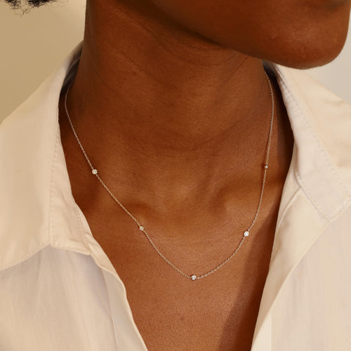 5-Diamond Station Necklace Image 2