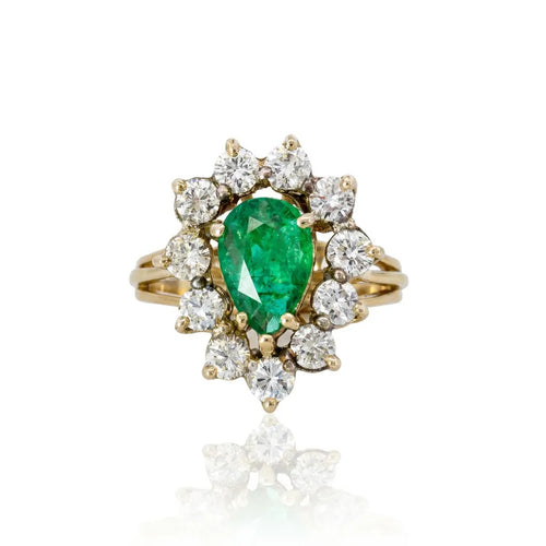 Emerald and Diamond Cocktail Ring