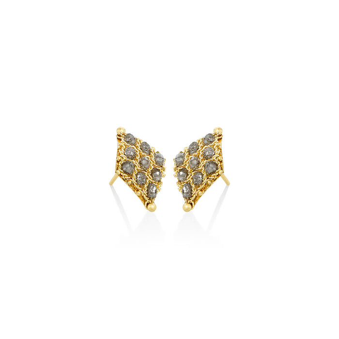 Grey Diamond Textile Stud Earrings