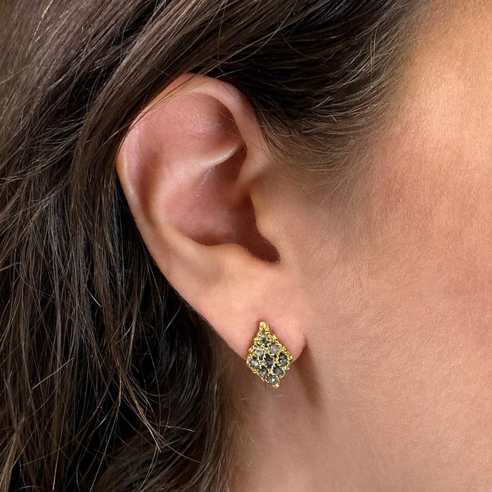 Grey Diamond Textile Stud Earrings