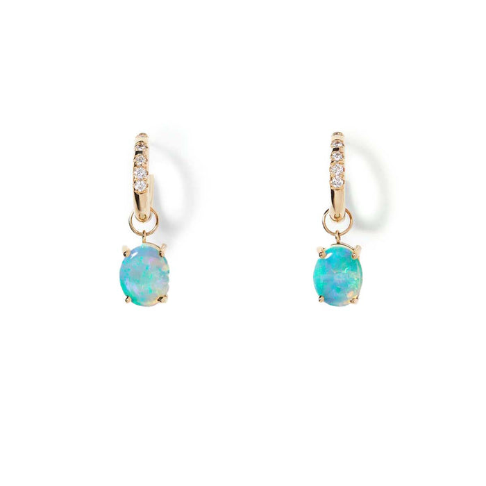 Opal & Diamond Graduated Pavé Hoop Earrings