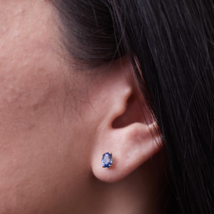 Sapphire Oval Stud Earrings