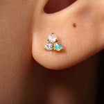 Tri-Opal & Diamond Stud Earrings
