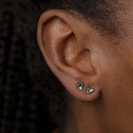 Tourmaline, Opal & Diamond Mismatched Column Stud Earrings