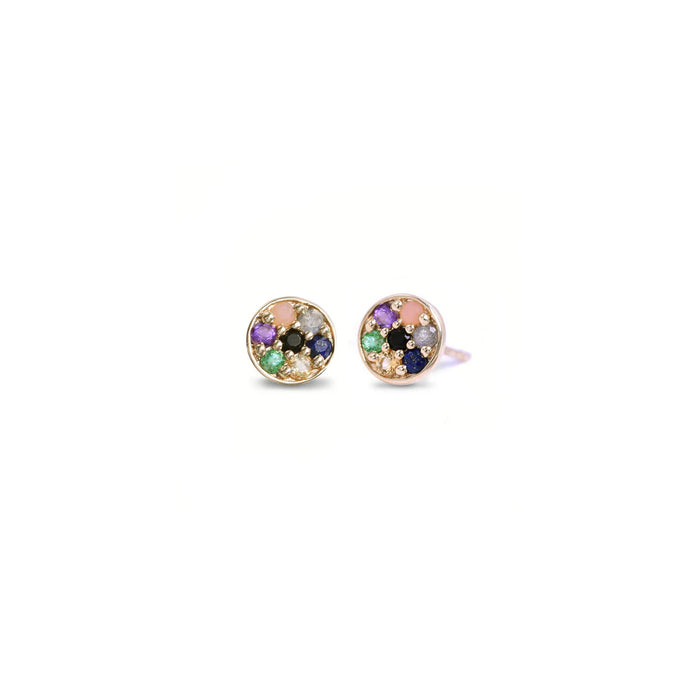 Multistone Rainbow Compass L.O.V.E. Y.O.U. Stud Earrings