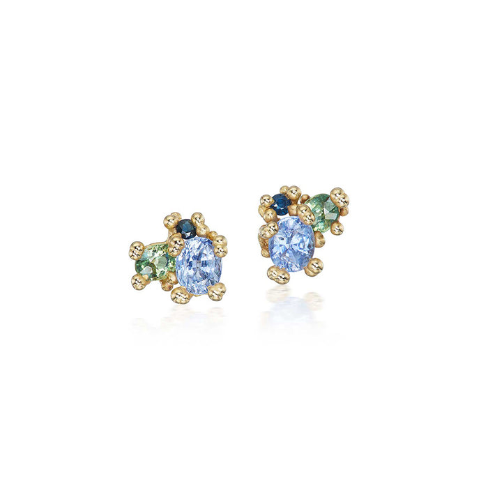 Sapphire Cluster Studs Earrings
