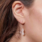 Rose Quartz Triple Drop Chain Earrings