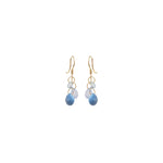 Blue Multigem Triple Drop Chain Earrings
