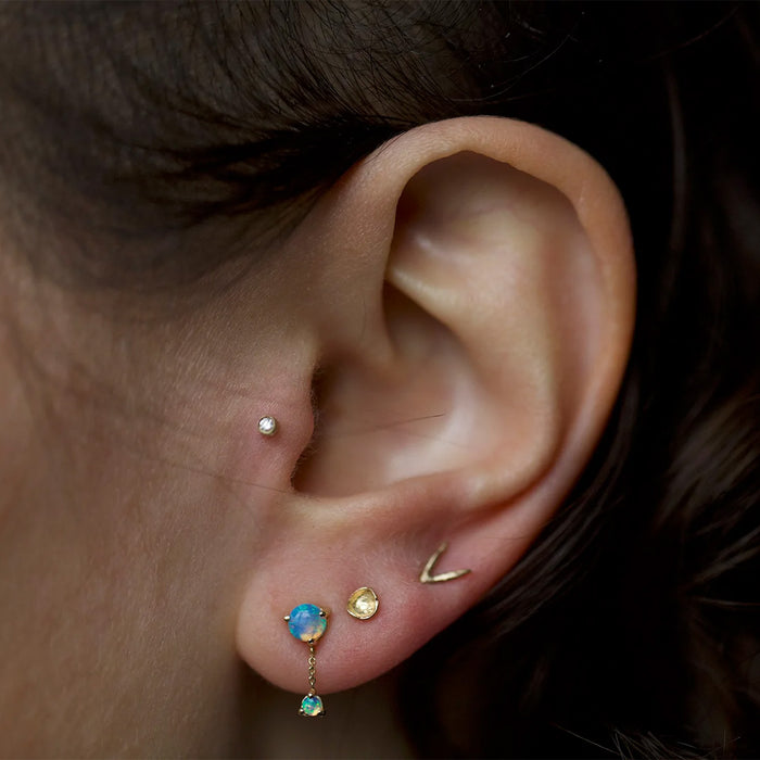 Opal & Diamond Two-Step Large Chain Earrings