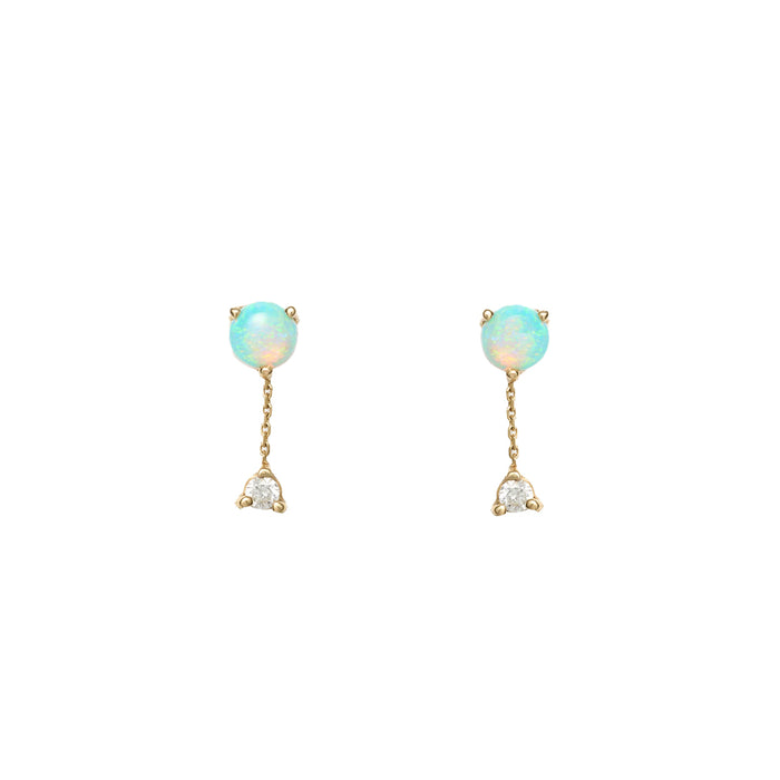 Opal & Diamond Two-Step Large Chain Earrings