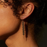 Textile Black Diamond Tassel Earrings