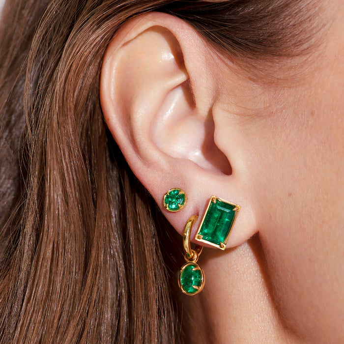 1.52tcw Muzo Emerald Round XL Stud Earrings