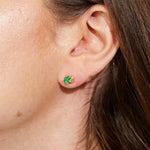 Emerald & Diamond Encrusted Stud Earrings