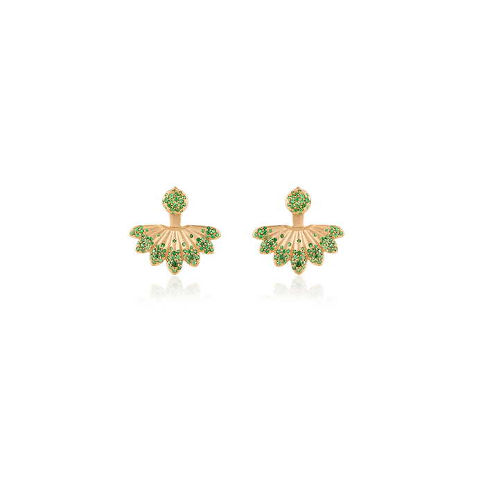 Tsavorite Lotus Luck Small Convertible Earrings