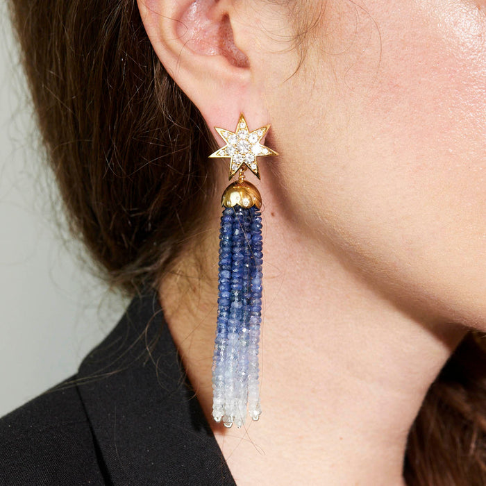 Ombré Sapphire Beaded Earring Extensions