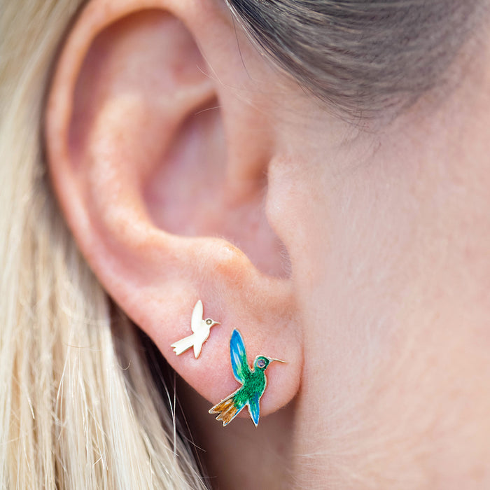 Surya and The Moon x Daughters for Earth Enamel & Sapphire Hummingbird Stud Earring