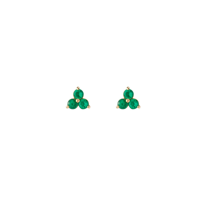 0.64tcw Muzo Emerald 3-Stone Trilogy Medium Stud Earrings