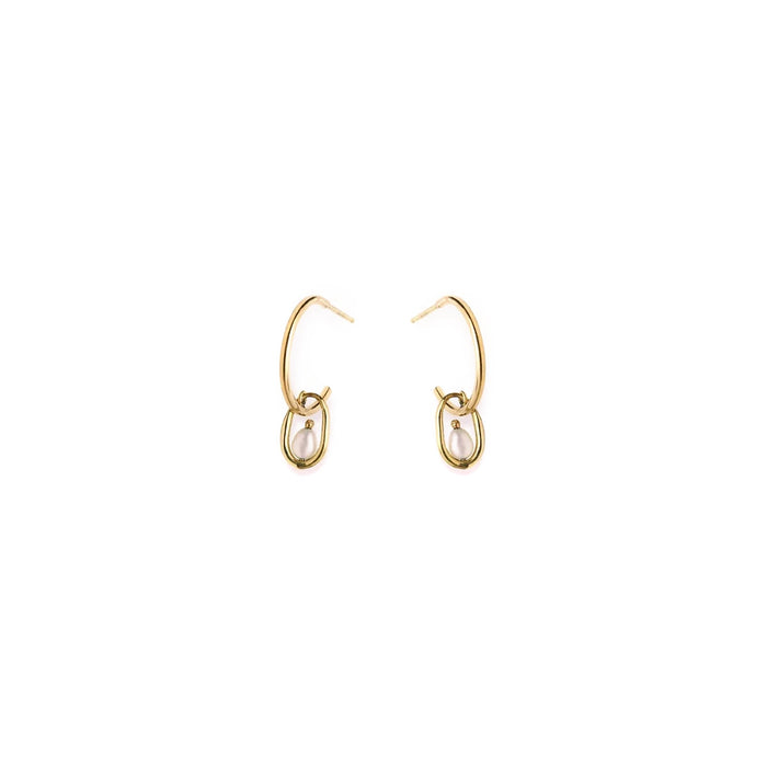 Pearl Droplet Hoop Earrings
