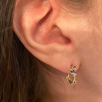 Sapphire & Diamond Encrusted Hoop Earrings