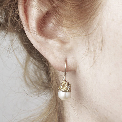 G.St Pearl & Diamond Encrusted Drop Earrings Image 2